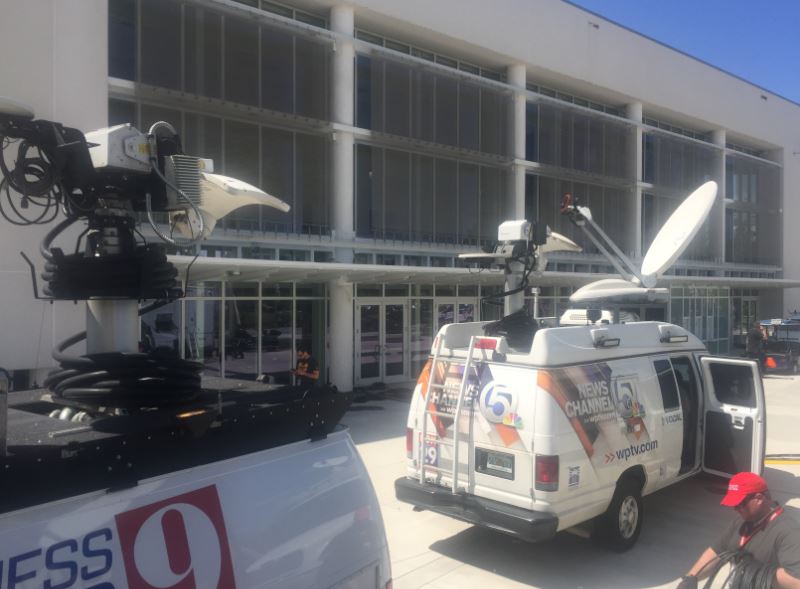 The media gathers at Florida International University.