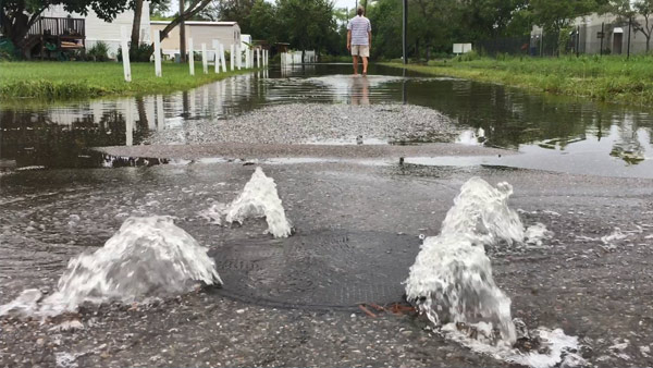 Flooding at Mariner's Cove mobile home park in Largo.