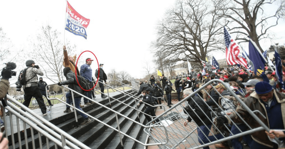 Schubert, circled in red, outside of the Capitol building. (DOJ)