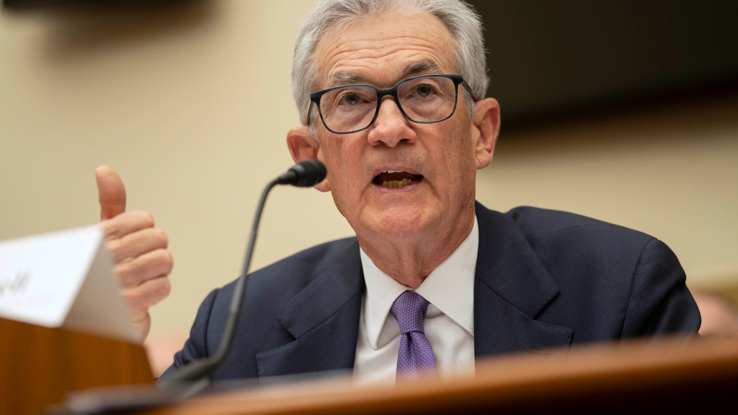 Federal Reserve Board Chair Jerome Powell speaks during his appearance before the House Financial Services Committee on Capitol Hill, Wednesday, March 6, 2024, in Washington. (AP Photo/Mark Schiefelbein)